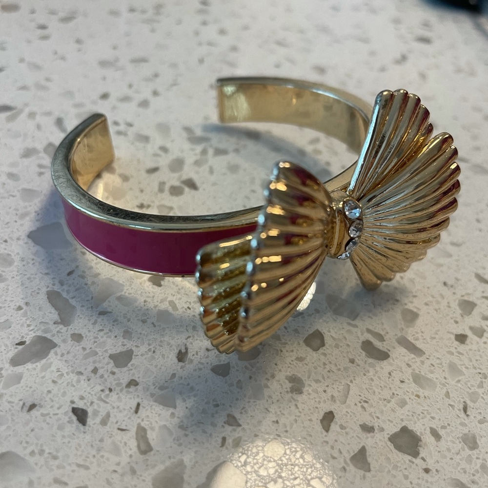 Lilly Pulitzer Pink Bow Gold Tone Cuff Bracelet - Picture 7 of 7
